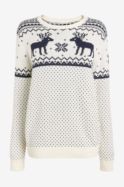 Cream Reindeer Sweater Ladies