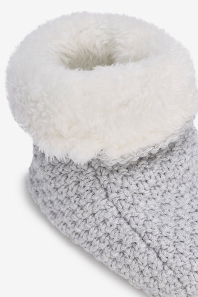 Grey Knitted Plush Lined Booties