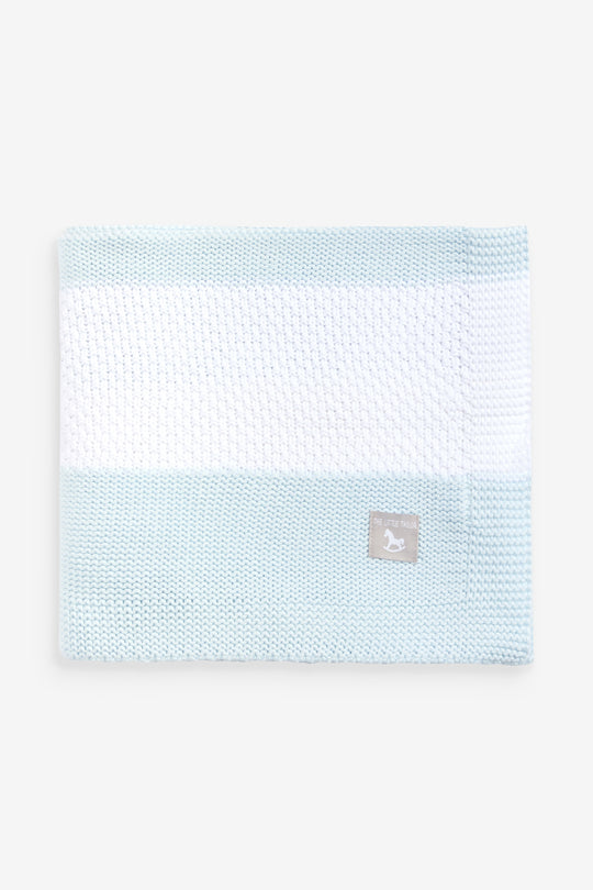 Blue/ White Textured Stripe Baby Shawl