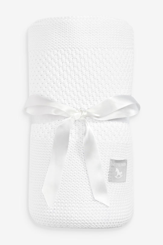 White Textured Stripe Baby Shawl
