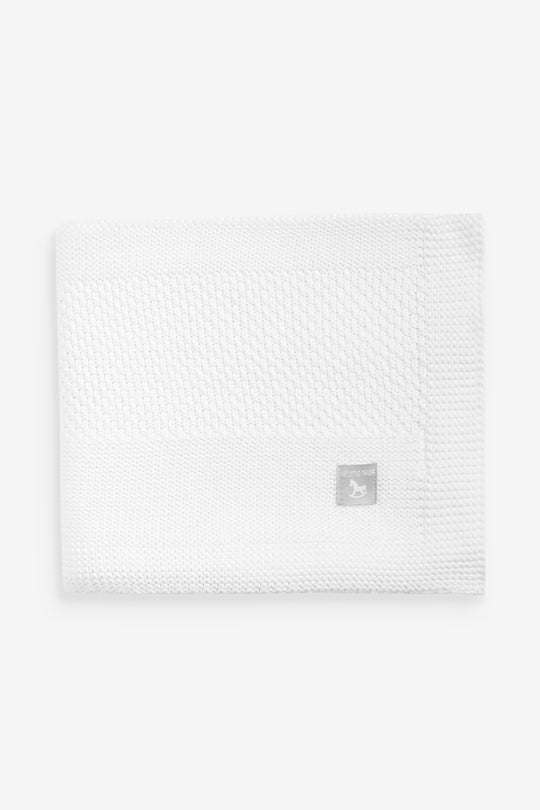 White Textured Stripe Baby Shawl