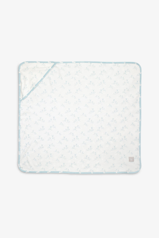 Jersey Blanket, sky blue hare and little blue hare print