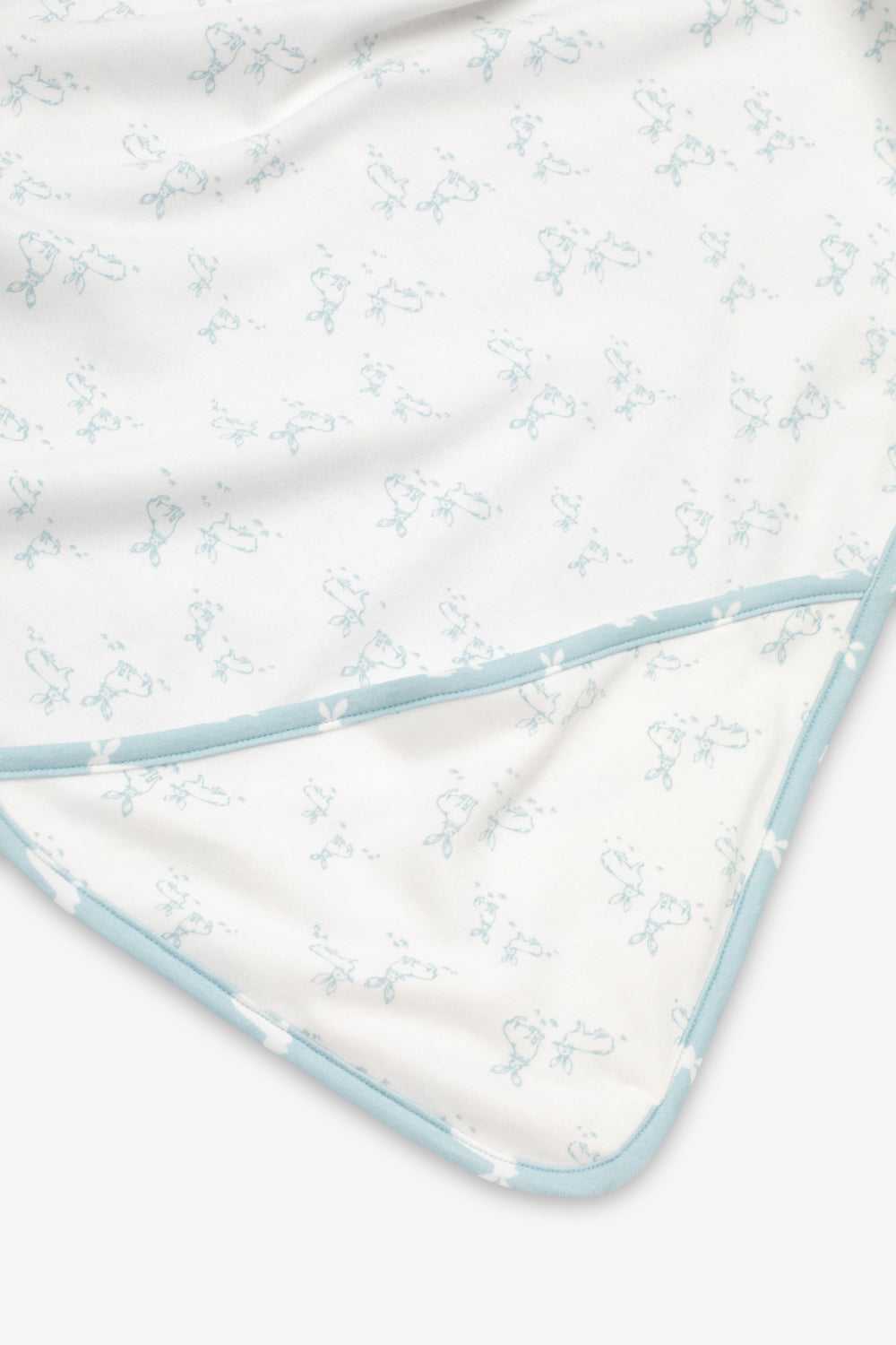 Jersey Blanket, sky blue hare and little blue hare print