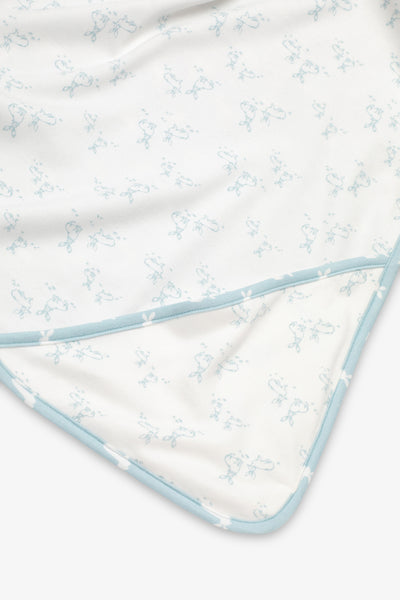 Jersey Blanket, sky blue hare and little blue hare print