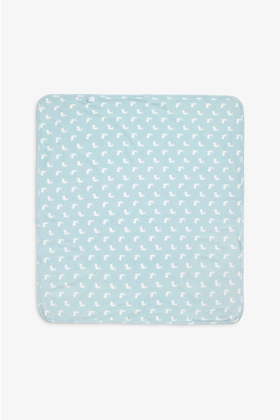 Jersey Blanket, sky blue hare and little blue hare print