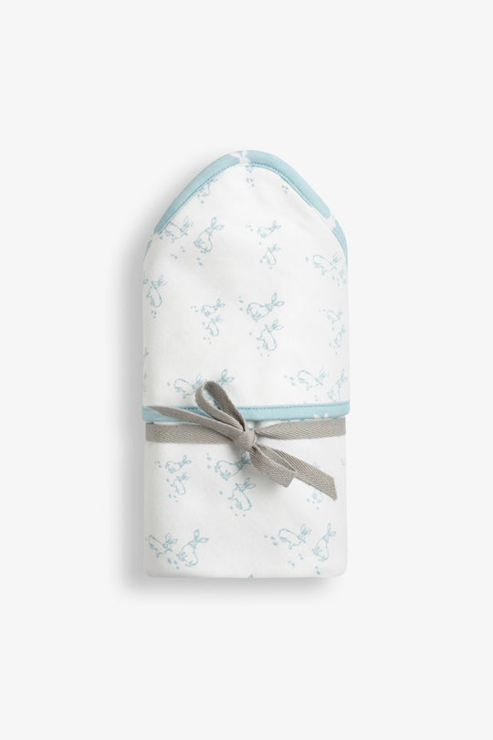 Jersey Blanket, sky blue hare and little blue hare print