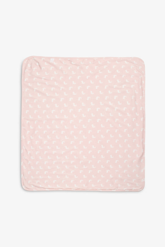 Jersey Blanket, pink woodland and hare print