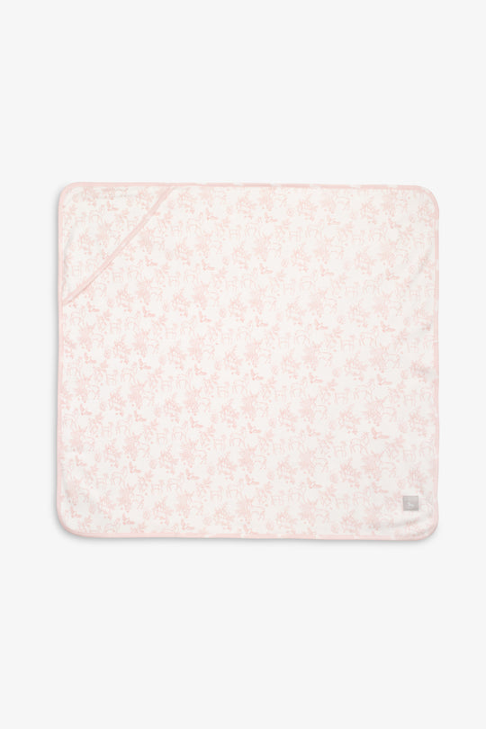 Jersey Blanket, pink woodland and hare print