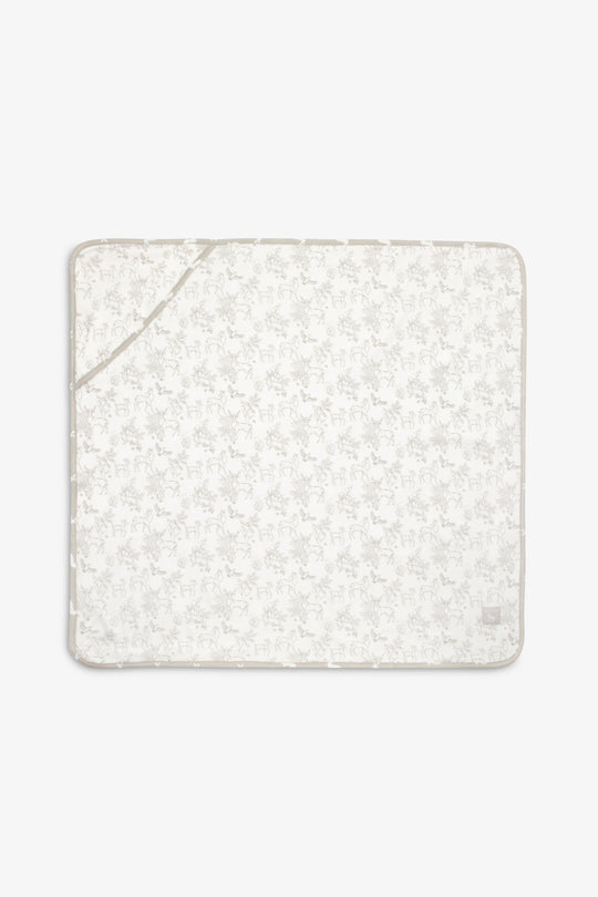 Jersey Blanket white woodland and fawn hare print