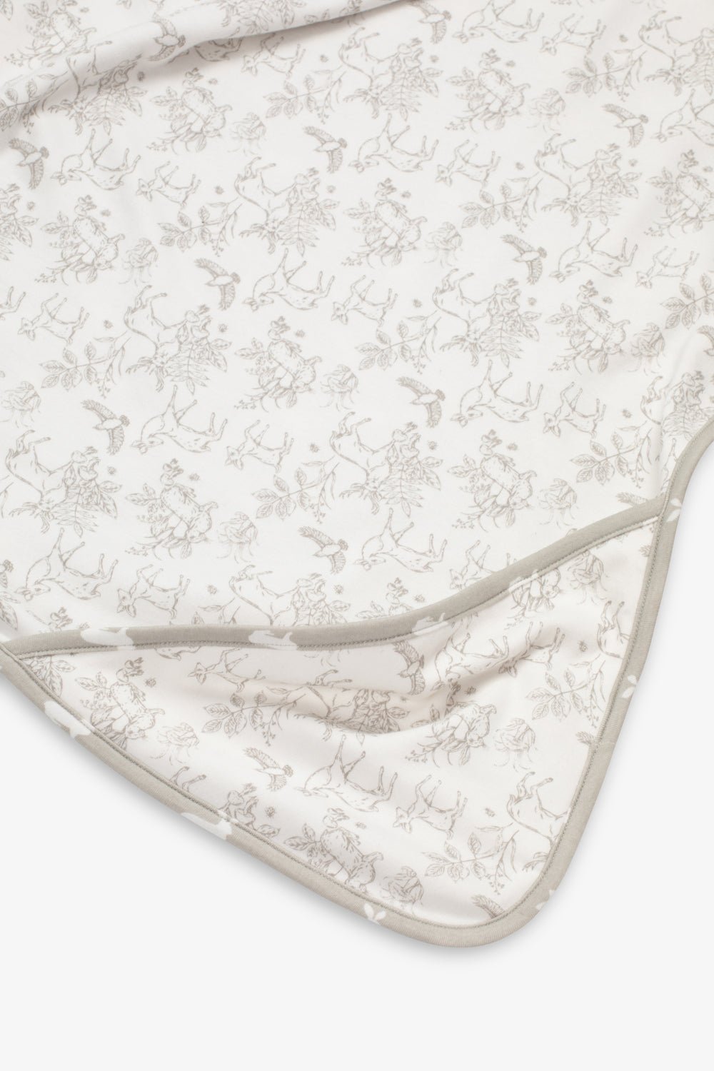 Jersey Blanket white woodland and fawn hare print