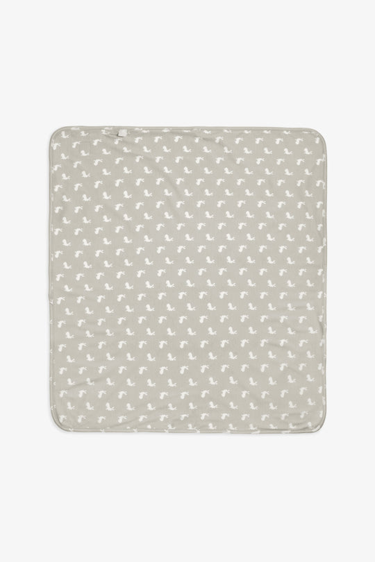 Jersey Blanket white woodland and fawn hare print