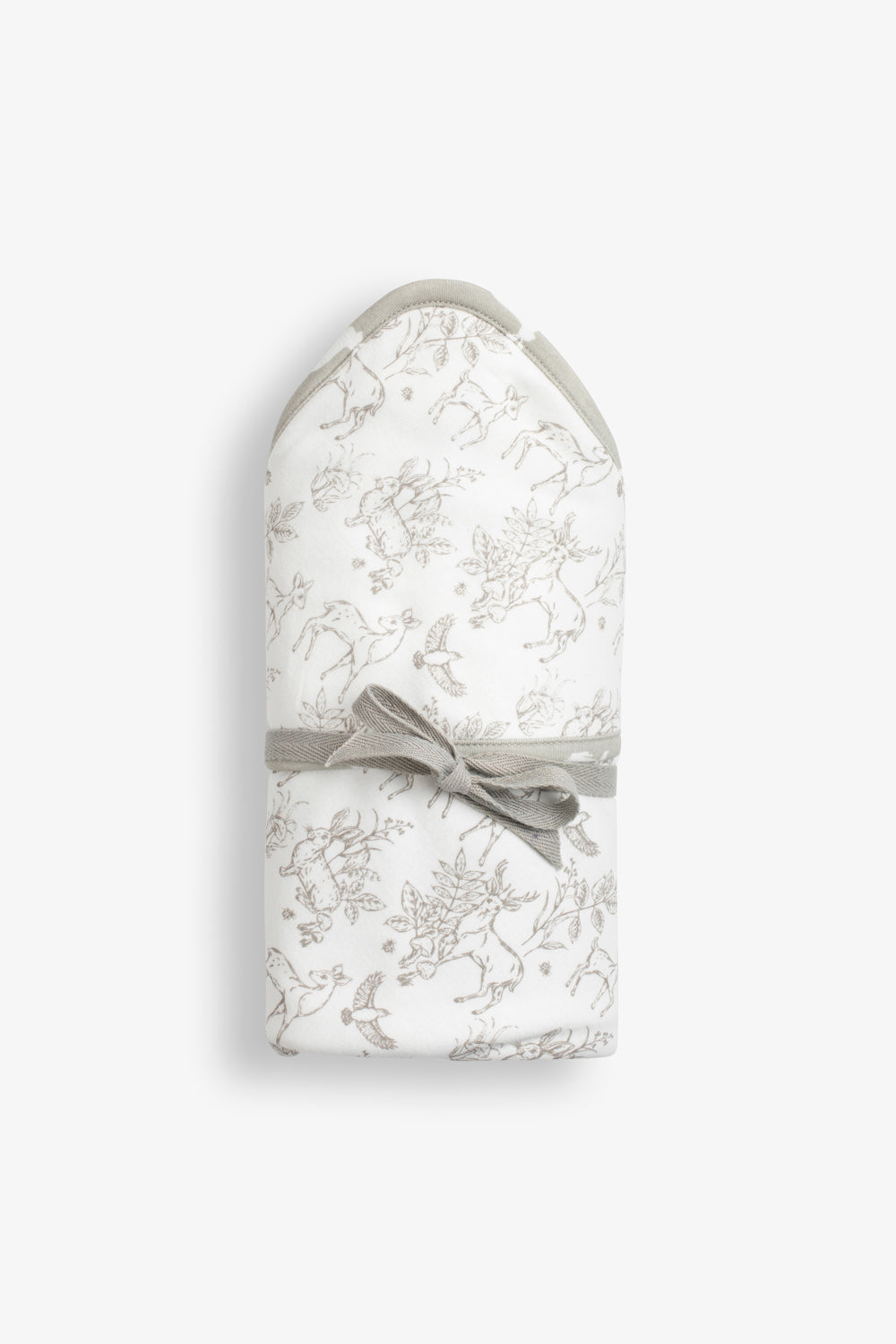 Jersey Blanket white woodland and fawn hare print
