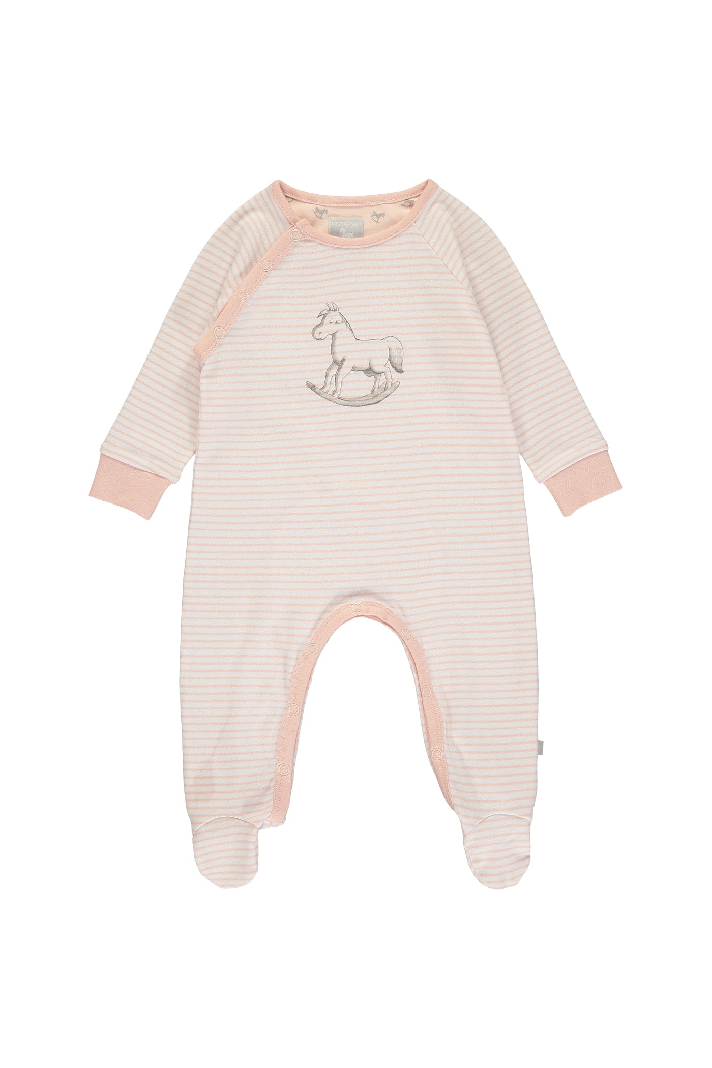 Super Soft Jersey Stripe Chest Print Sleepsuit - pink