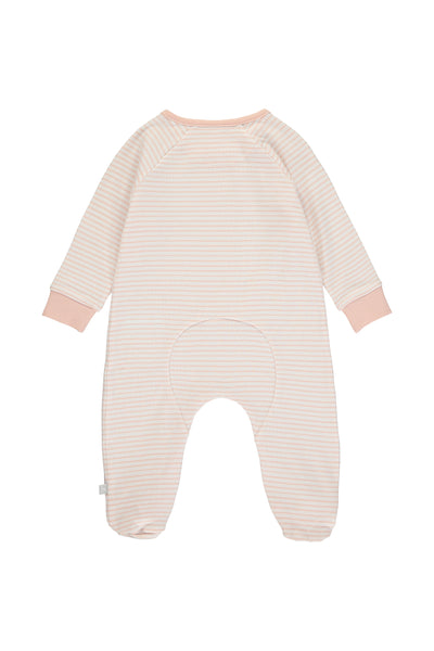 Super Soft Jersey Stripe Chest Print Sleepsuit - pink