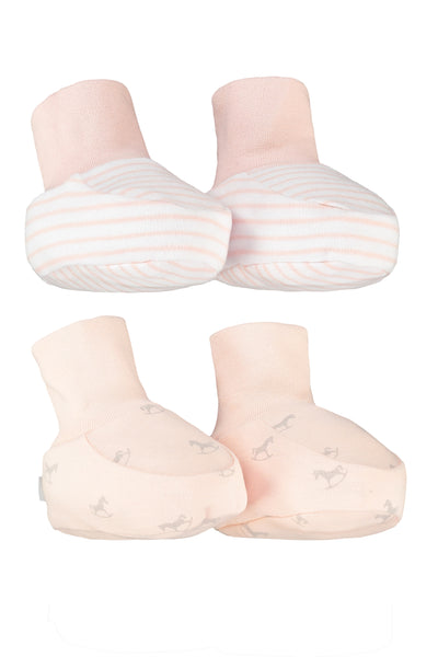 2 Pack Soft Jersey Baby Booties - pink