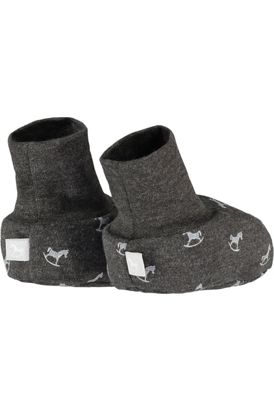 2 Pack Soft Jersey Baby Booties - charcoal and grey marl