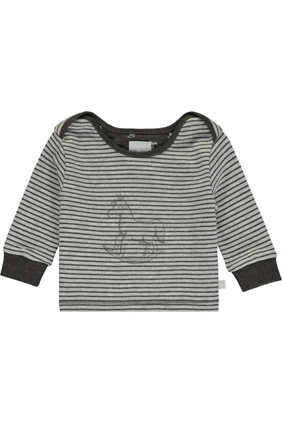 Super Soft Jersey Striped Rocking Horse Top - charcoal and grey marl