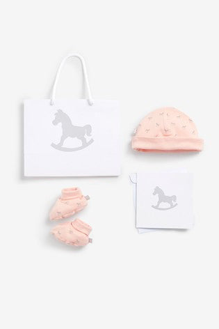 Hat and Booties Gift Set, pink