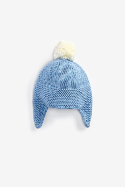 Trapper Hat with Pom Pom, mid blue