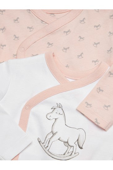 2 Pack Wrap Bodysuit - Pink/ White