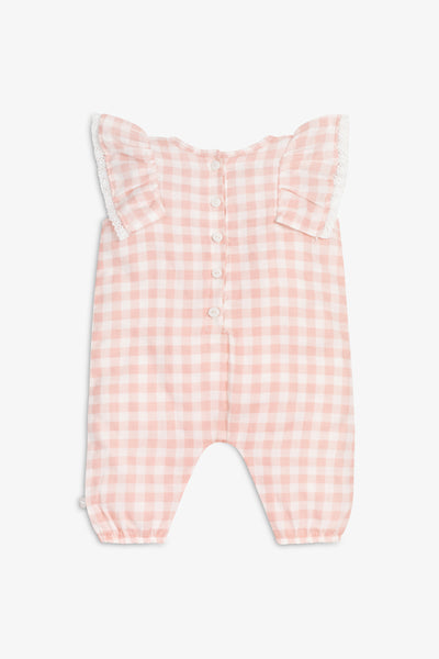 Woven playsuit - gingham pink