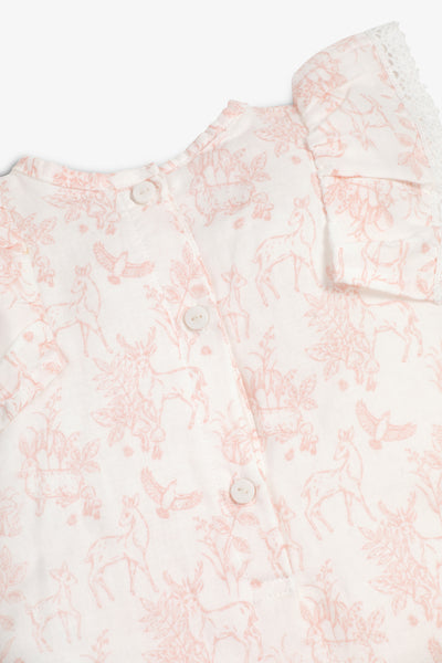 Woven playsuit - pink woodland