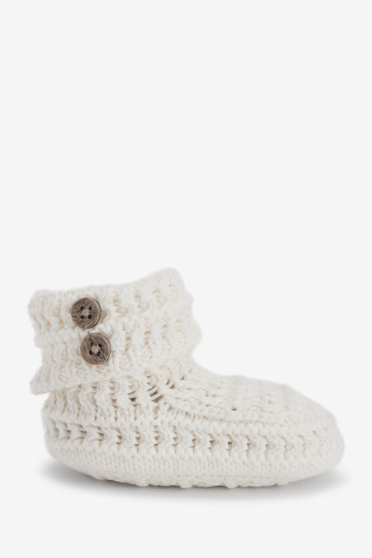 Crochet Cotton Booties, cream
