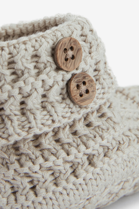 Crochet Cotton Booties, fawn