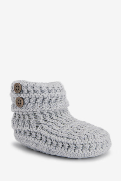 Crochet Cotton Booties, grey