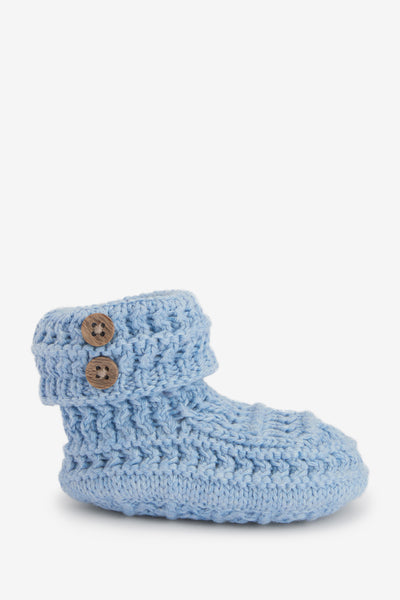 Crochet Cotton Booties, Mid Blue