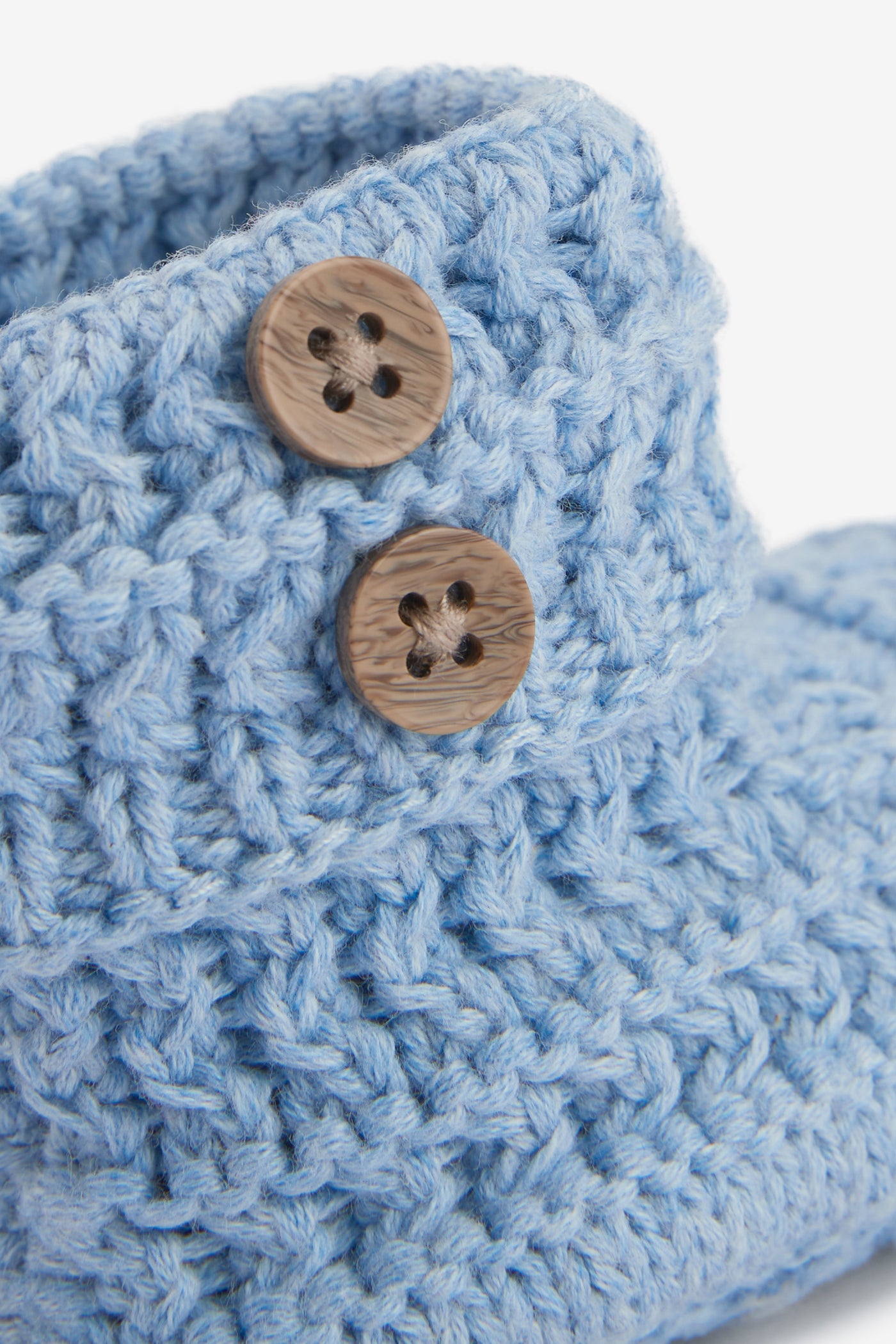 Crochet Cotton Booties, Mid Blue