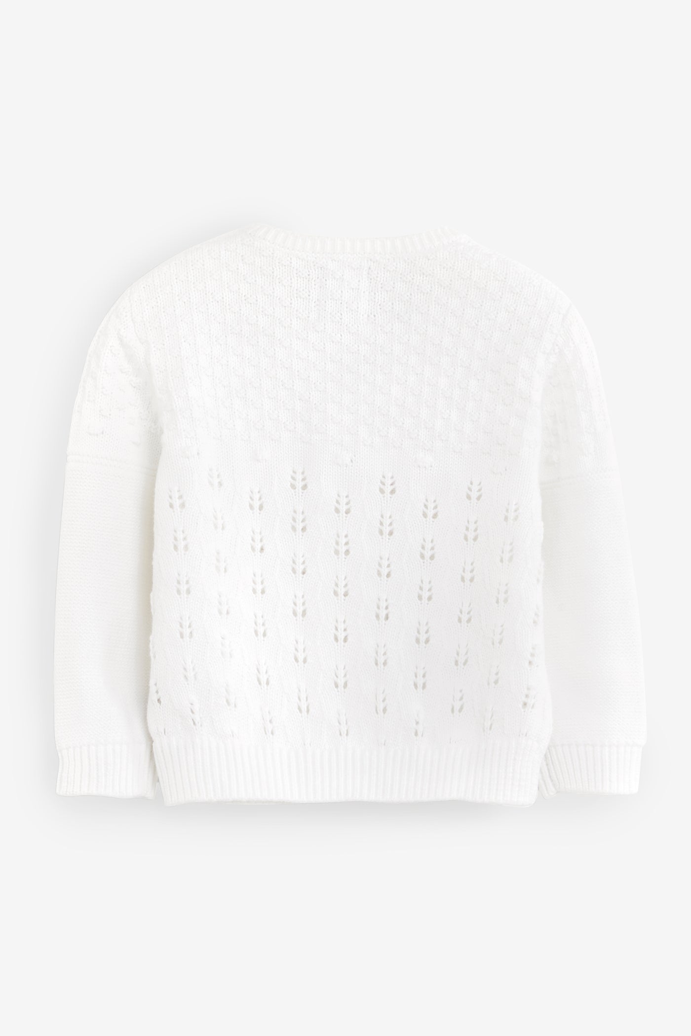 White Pointelle Knitted Cotton Cardigan