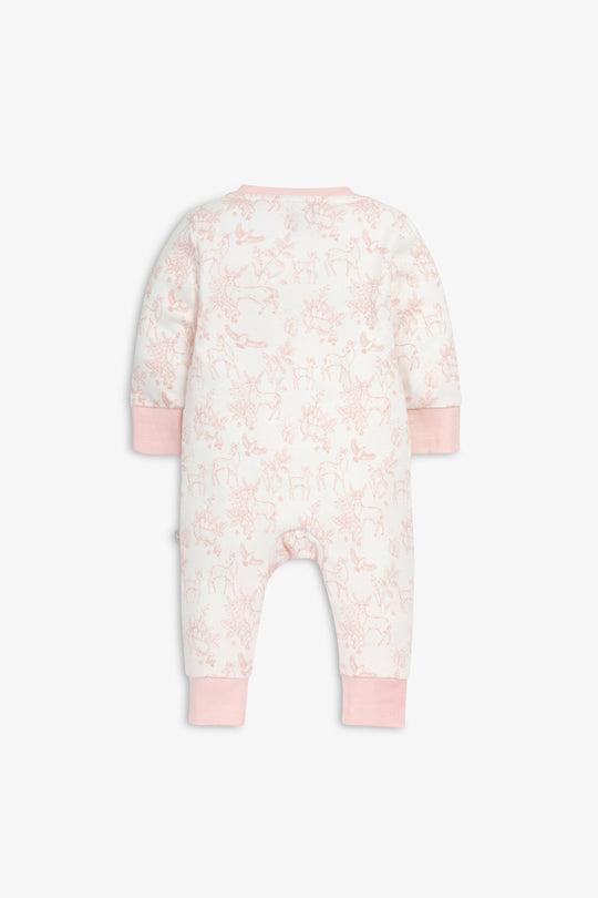 Sleepsuit/Onesie, rose pink woodland print