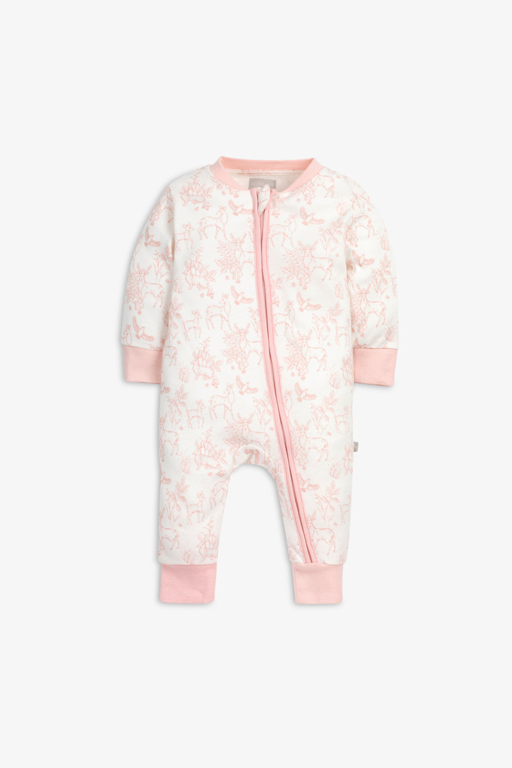 Sleepsuit/Onesie, rose pink woodland print