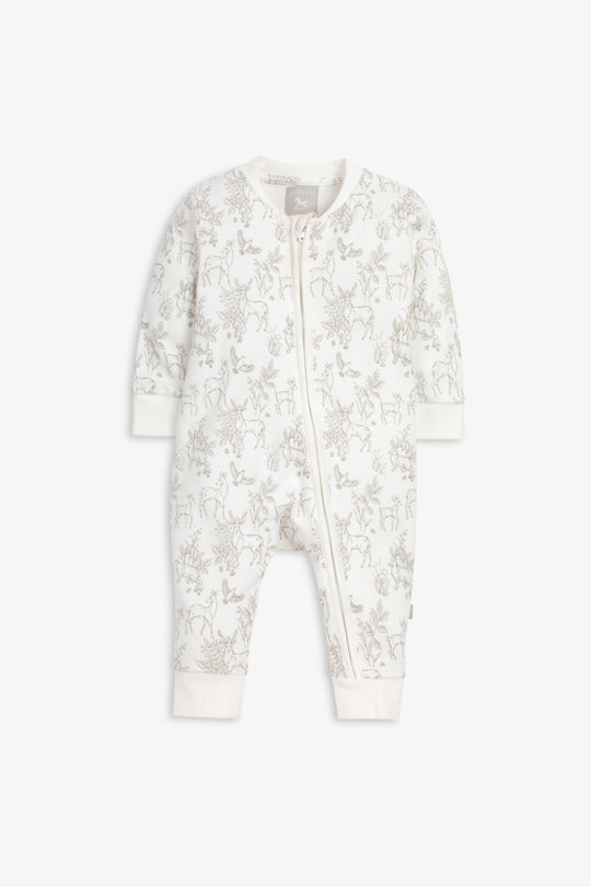 Sleepsuit/Onesie, white woodland print