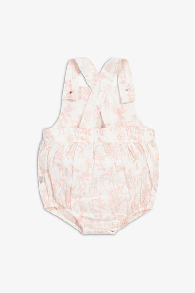 Cotton Shorty Dungaree/Body, rose pink woodland print