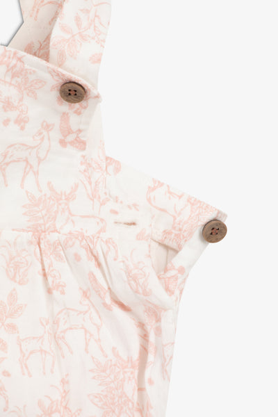 Cotton Shorty Dungaree/Body, rose pink woodland print