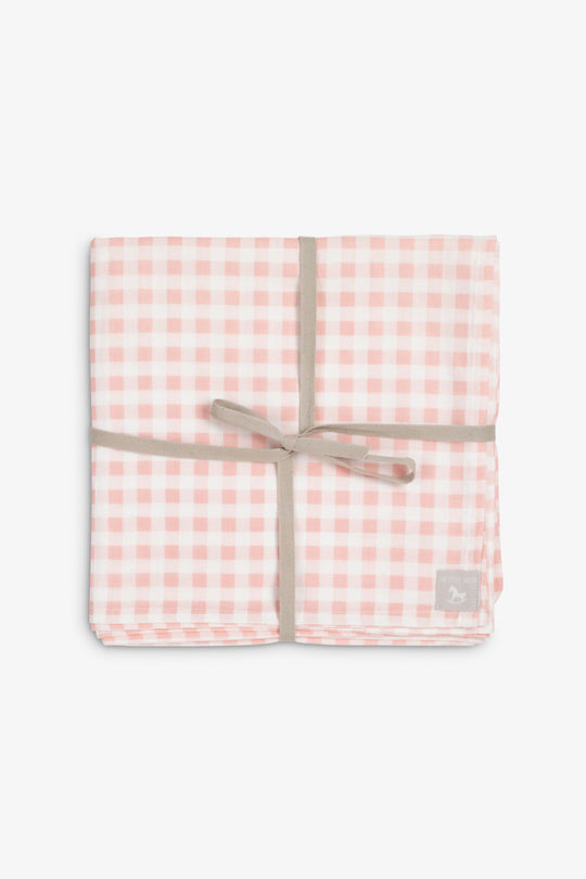Large Muslin Blanket/Scarf, gingham rose print