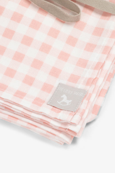 Large Muslin Blanket/Scarf, gingham rose print