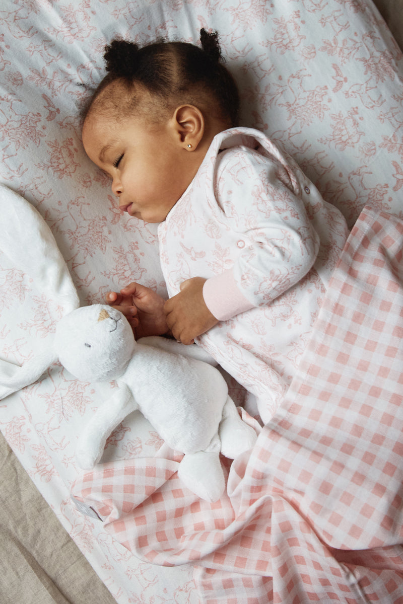 Large Muslin Blanket/Scarf, gingham rose print