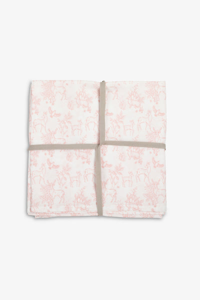 Large Muslin Blanket/Scarf, rose pink woodland print
