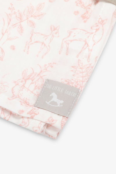 Large Muslin Blanket/Scarf, rose pink woodland print