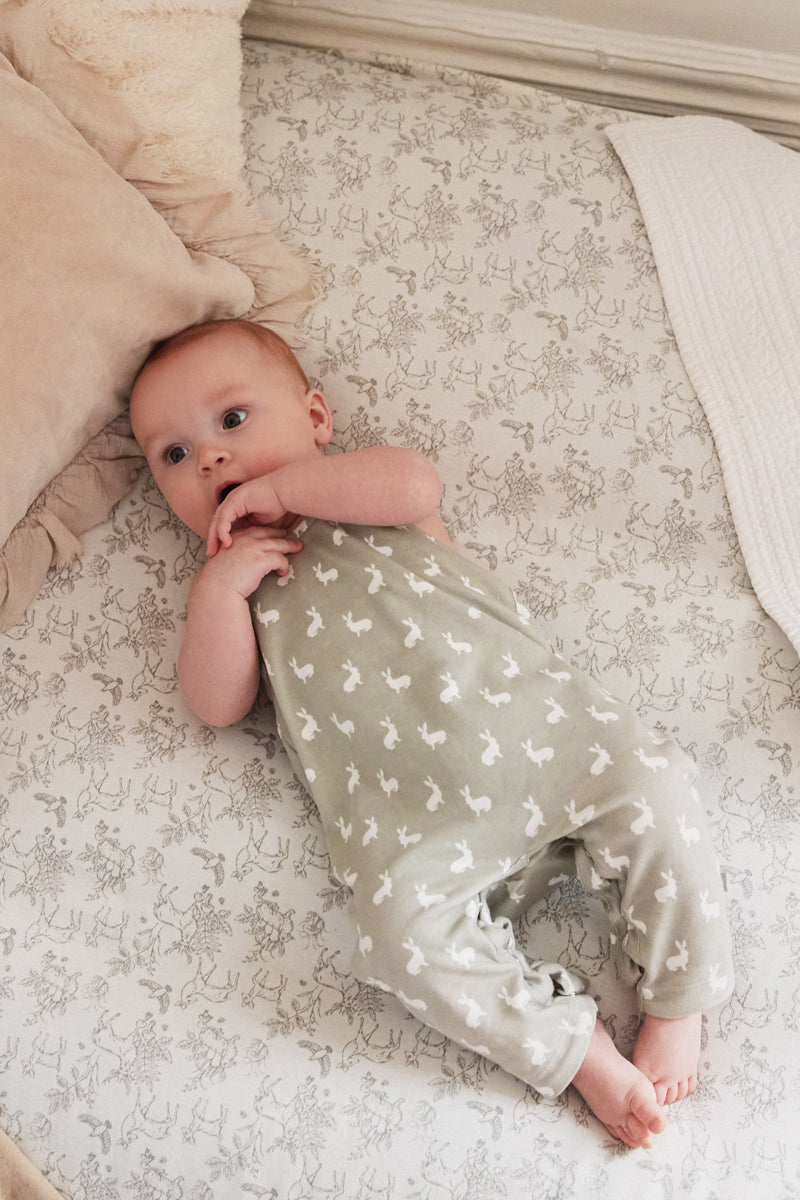 Jersey Dungaree, fawn hare print