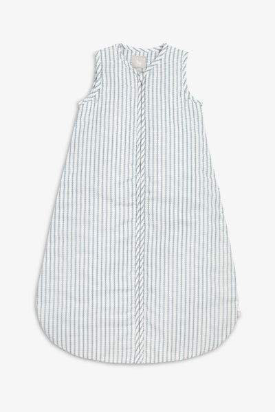 Cotton Muslin Sleeping Bag 2.5 Tog, blue ticking stripe print