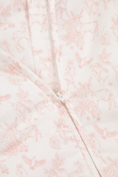 Cotton Muslin Sleeping Bag 2.5 Tog, rose pink woodland print