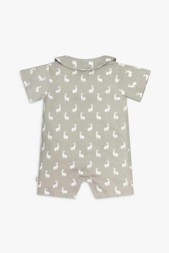 Jersey Shorty Romper - fawn hare print