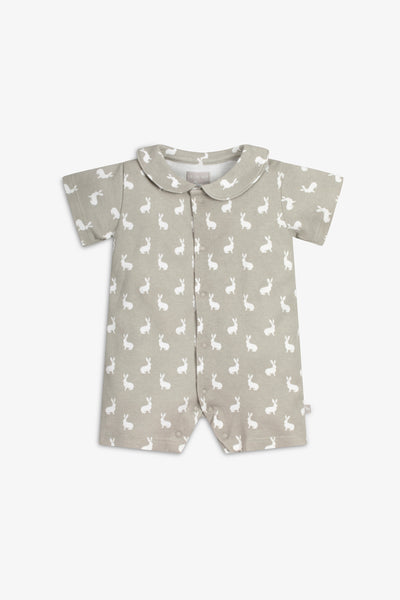 Jersey Shorty Romper - fawn hare print