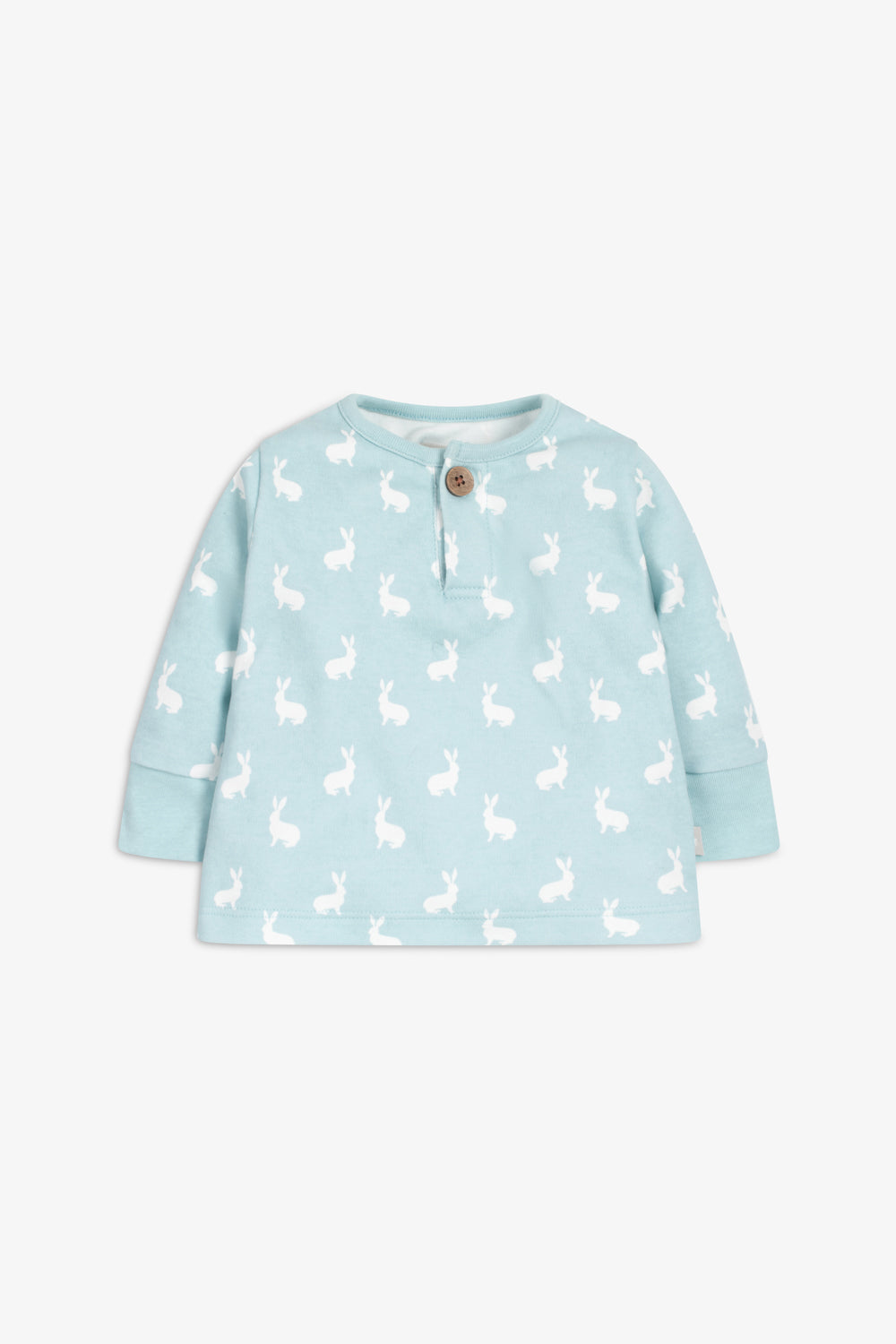 Top and Pants Set, sky blue hare print