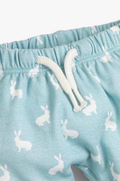 Top and Pants Set, sky blue hare print