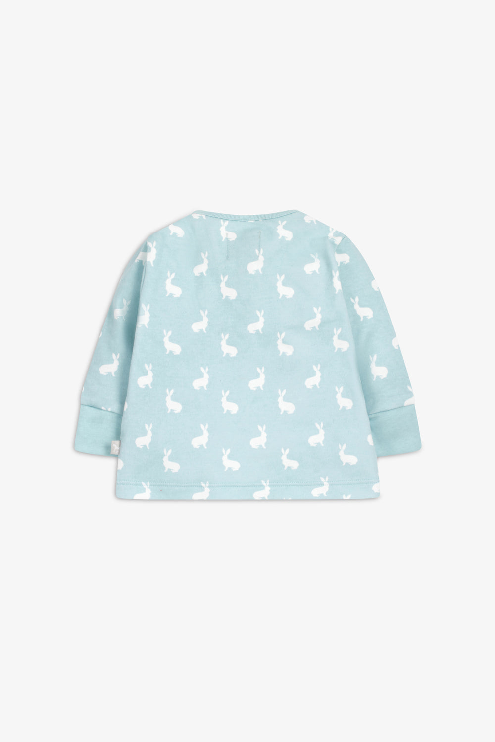 Top and Pants Set, sky blue hare print